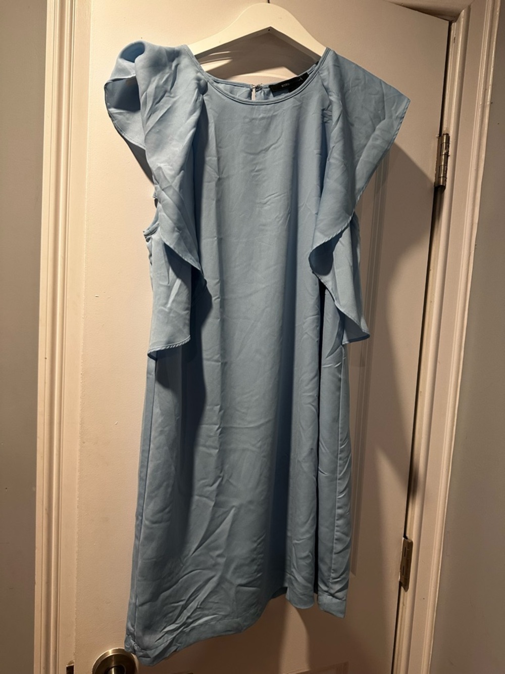 Light Blue Ruffle Sleeve Women's Dress